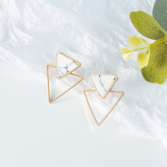 Jewelry - Geometric Dangle Drop earring with marble patterns
